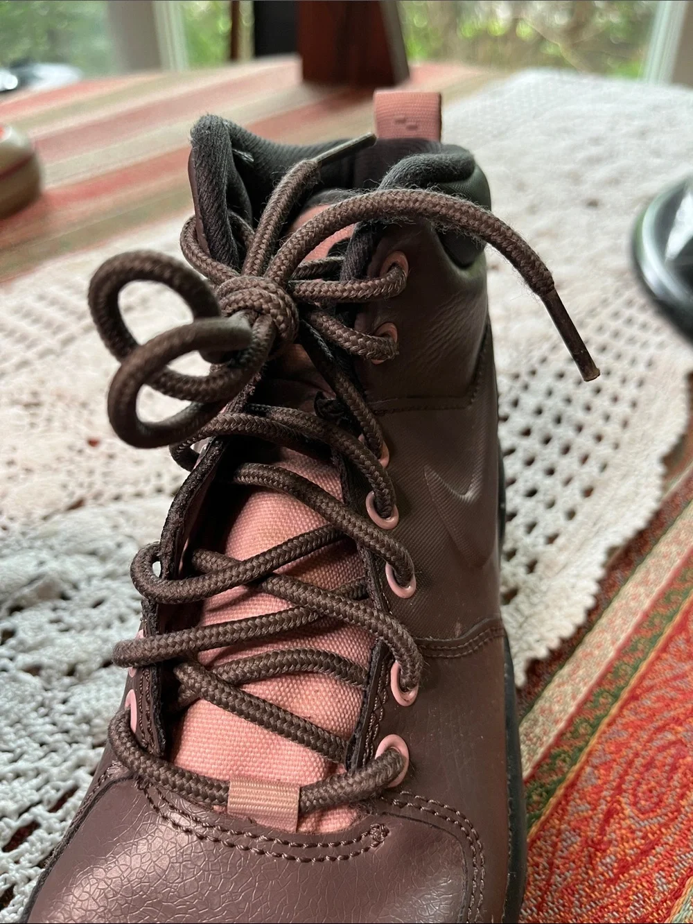 Nike Manoa LTR boot in violet ore and dark smoke grey 3.5 big kid leather